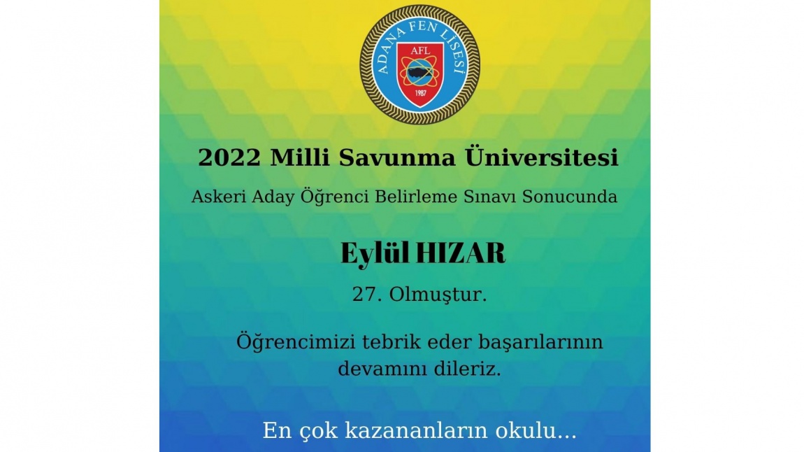 2022 Milli Savunma Üniversitesi Sınavı Başarımız